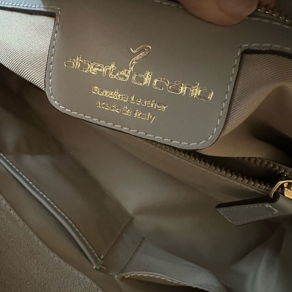 Alberta Di Canio Made in Italy Genuine Leather Grey Satchel Handbag Quiet Luxury - Picture 8 of 12